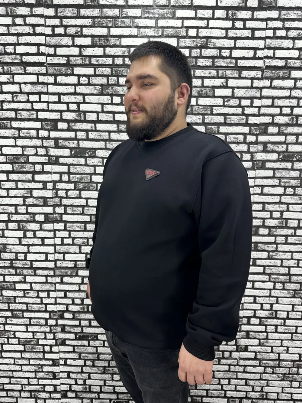 3 İplik Şardonlu Erkek Büyük Beden Yeni Sezon Sweat Dikiş Amblem 3 Renk