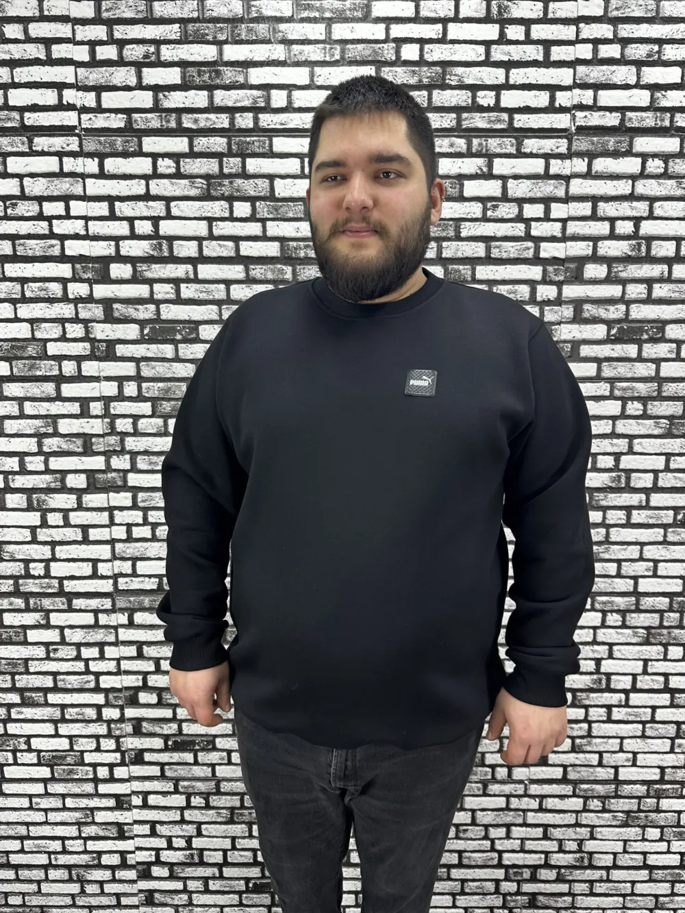 3 İplik Şardonlu Erkek Büyük Beden Yeni Sezon Sweat Dikiş Amblem 3 Renk