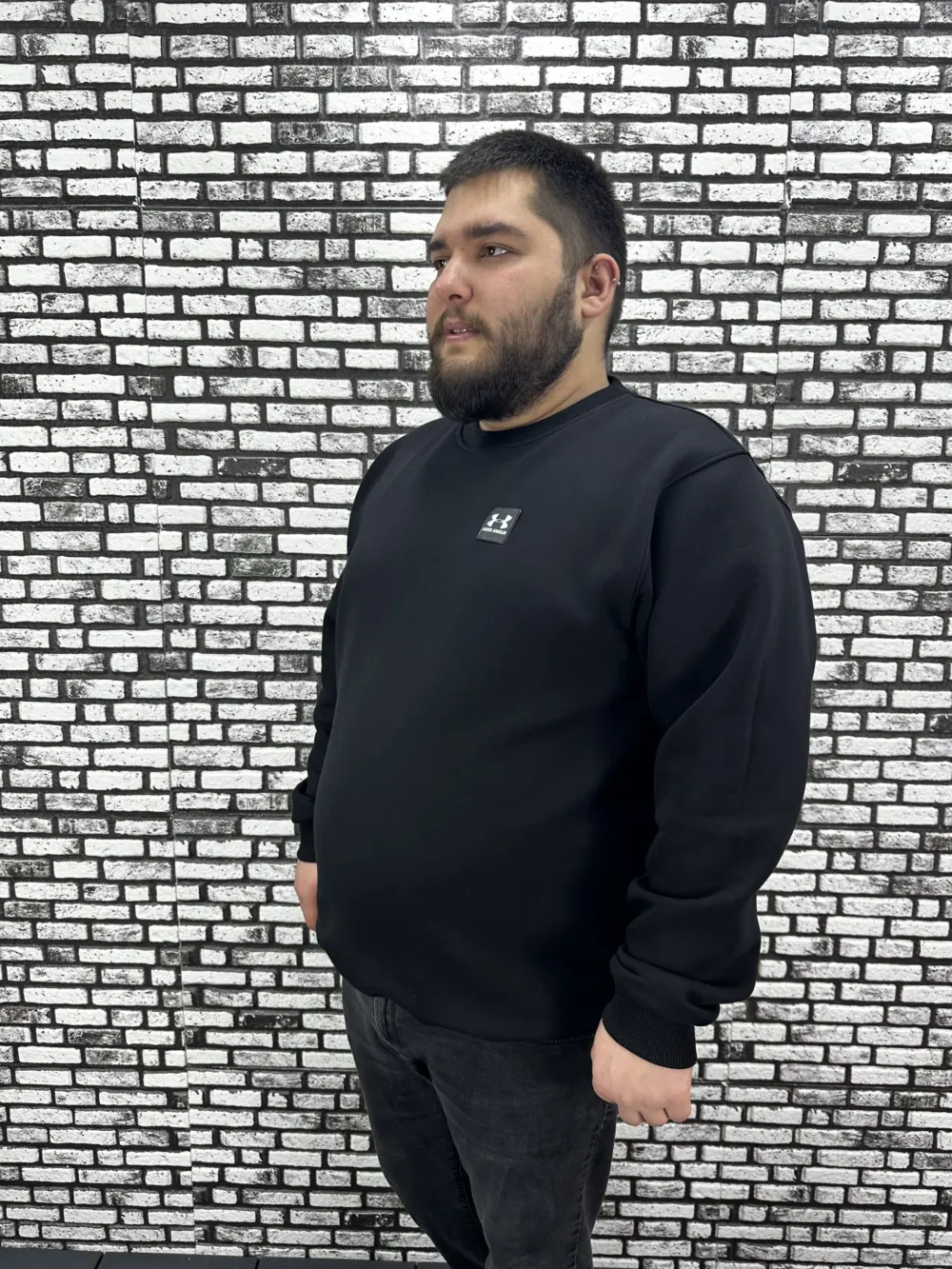 3 İplik Şardonlu Erkek Büyük Beden Yeni Sezon Sweat Dikiş Amblem 3 Renk