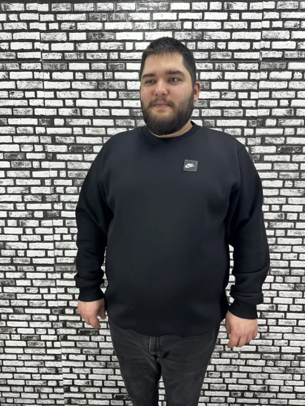 3 İplik Şardonlu Erkek Büyük Beden Yeni Sezon Sweat Dikiş Amblem 3 Renk