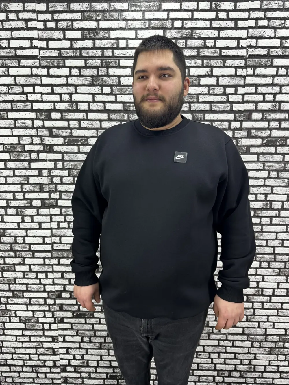 3 İplik Şardonlu Erkek Büyük Beden Yeni Sezon Sweat Dikiş Amblem 3 Renk