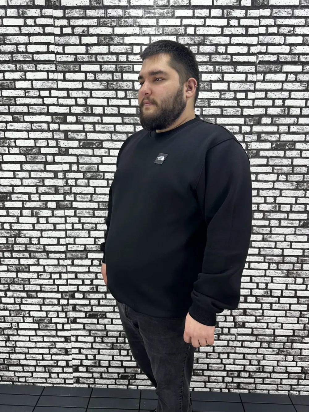3 İplik Şardonlu Erkek Büyük Beden Yeni Sezon Sweat Dikiş Amblem 3 Renk