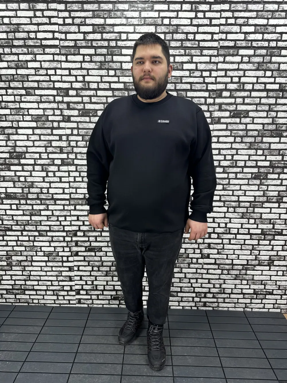 3 İplik Şardonlu Erkek Büyük Beden Yeni Sezon Sweat Dikiş Amblem 3 Renk