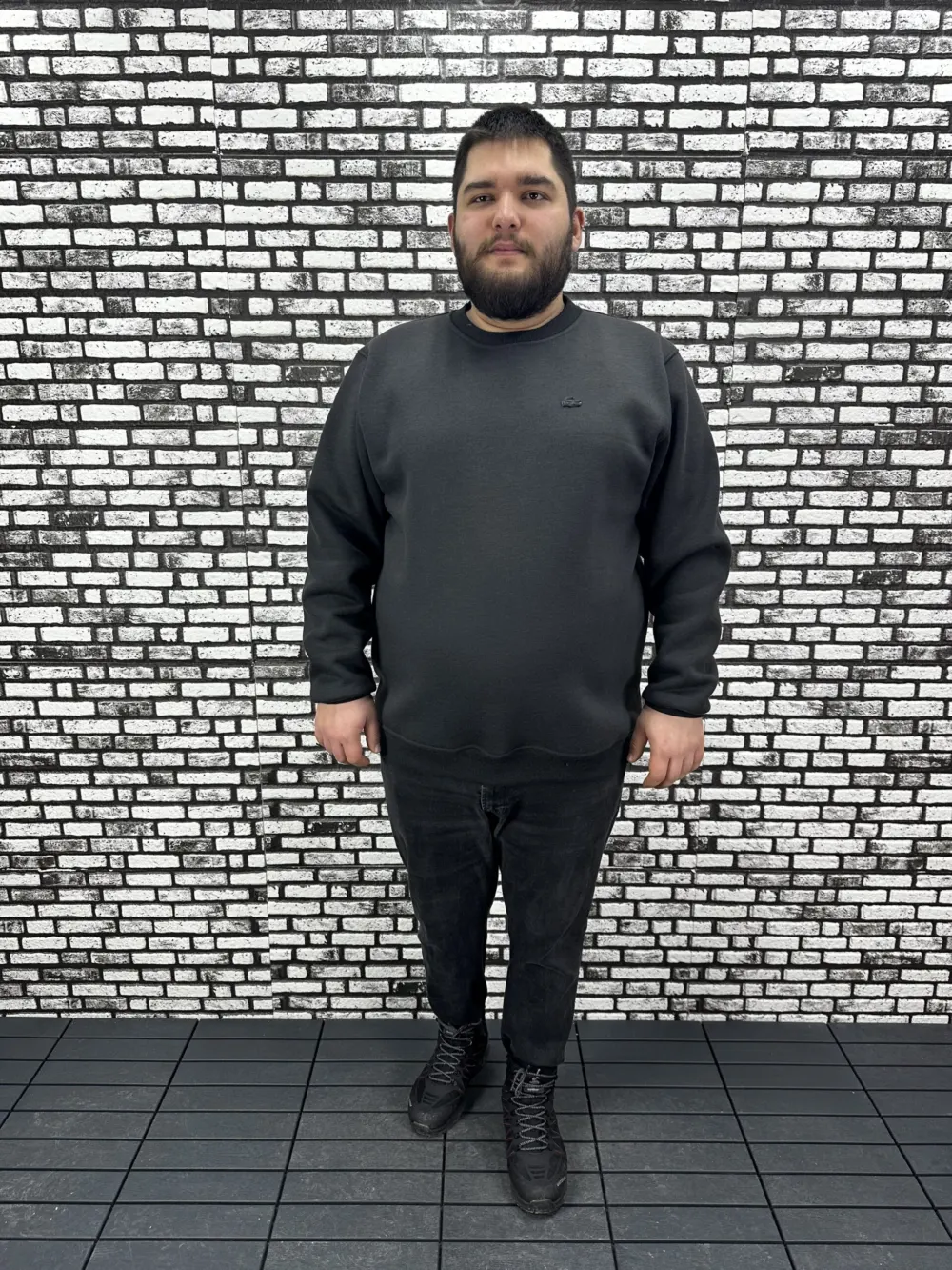 3 İplik Şardonlu Erkek Büyük Beden Yeni Sezon Sweat Dikiş Amblem 3 Renk
