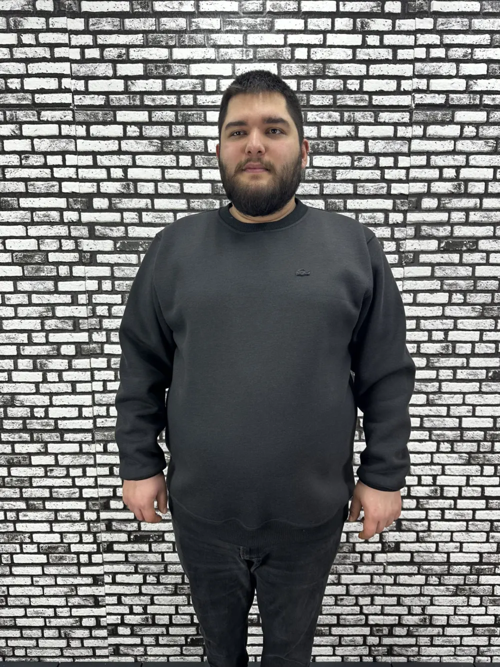 3 İplik Şardonlu Erkek Büyük Beden Yeni Sezon Sweat Dikiş Amblem 3 Renk