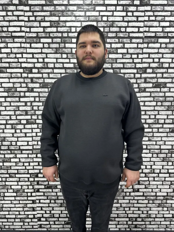 3 İplik Şardonlu Erkek Büyük Beden Yeni Sezon Sweat Dikiş Amblem 3 Renk