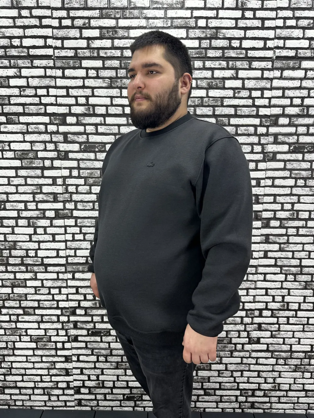 3 İplik Şardonlu Erkek Büyük Beden Yeni Sezon Sweat Dikiş Amblem 3 Renk