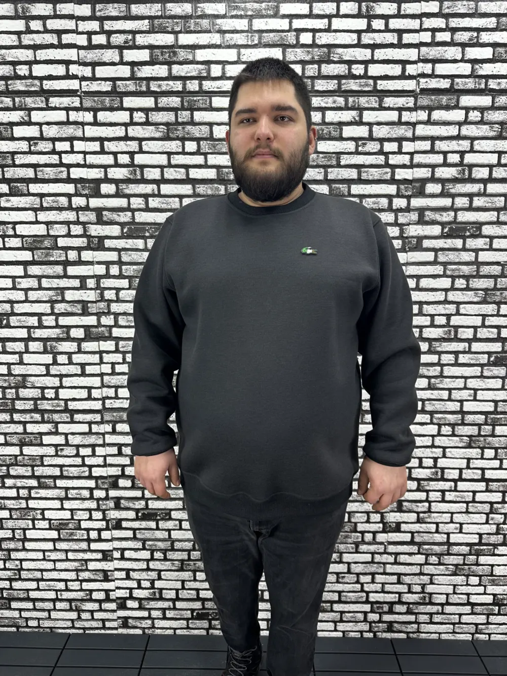 3 İplik Şardonlu Erkek Büyük Beden Yeni Sezon Sweat Dikiş Amblem 3 Renk