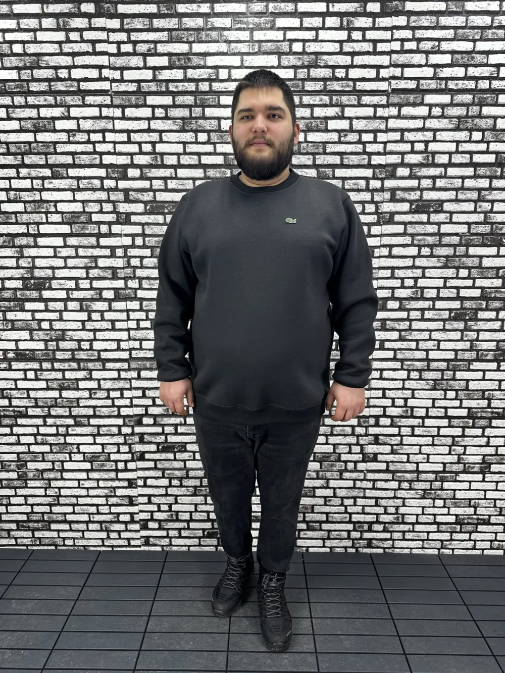 3 İplik Şardonlu Erkek Büyük Beden Yeni Sezon Sweat Dikiş Amblem 3 Renk