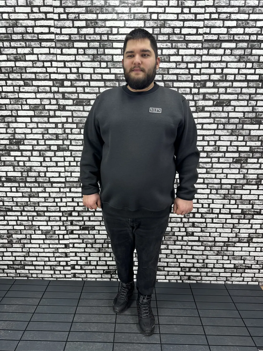 3 İplik Şardonlu Erkek Büyük Beden Yeni Sezon Sweat Dikiş Amblem 3 Renk