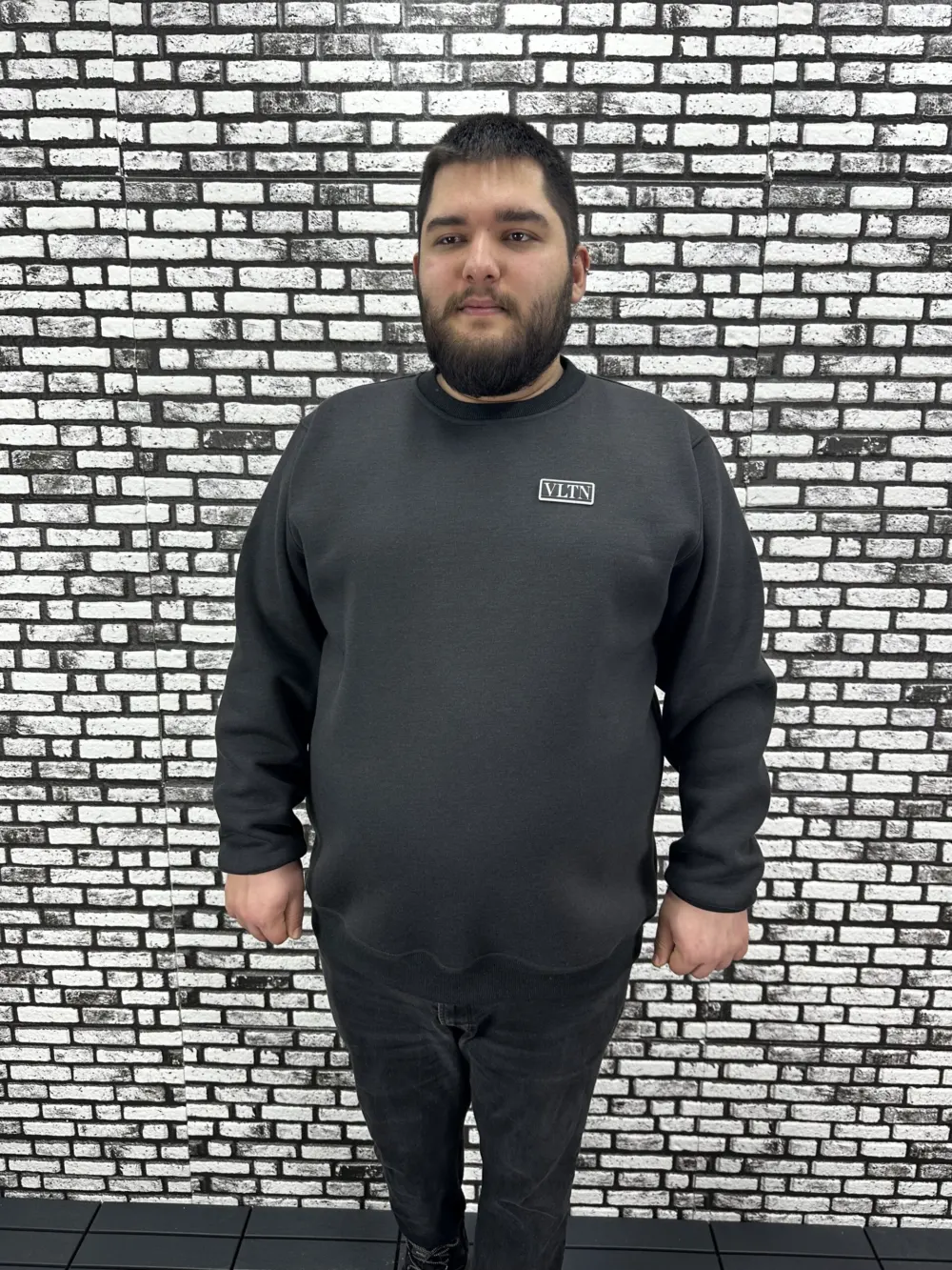 3 İplik Şardonlu Erkek Büyük Beden Yeni Sezon Sweat Dikiş Amblem 3 Renk
