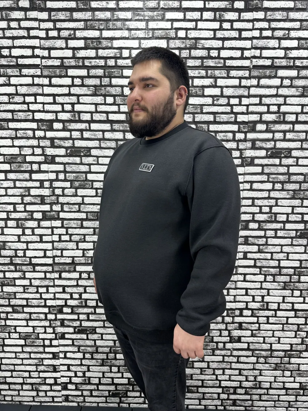 3 İplik Şardonlu Erkek Büyük Beden Yeni Sezon Sweat Dikiş Amblem 3 Renk