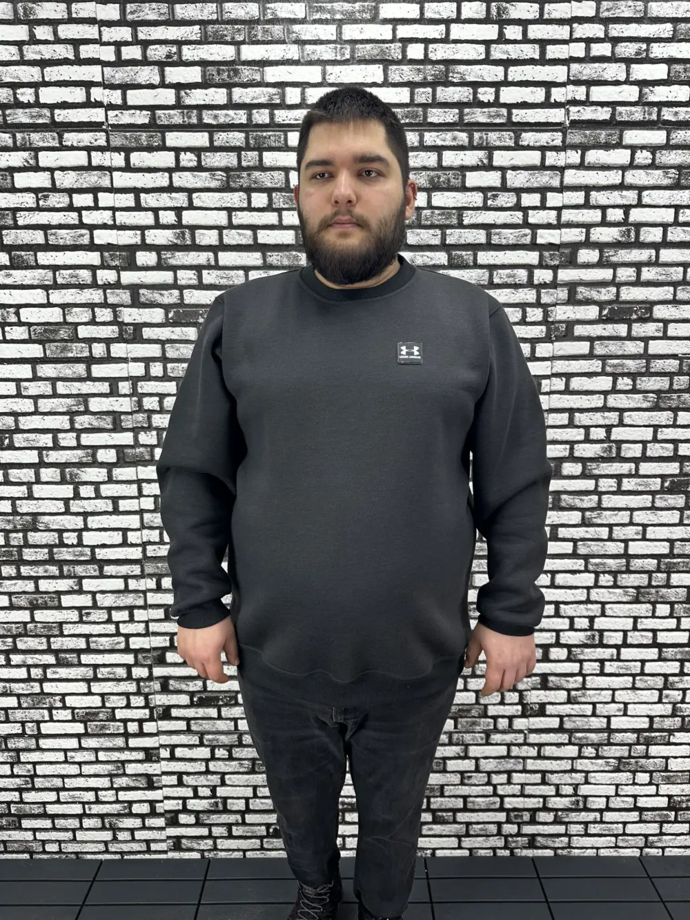3 İplik Şardonlu Erkek Büyük Beden Yeni Sezon Sweat Dikiş Amblem 3 Renk