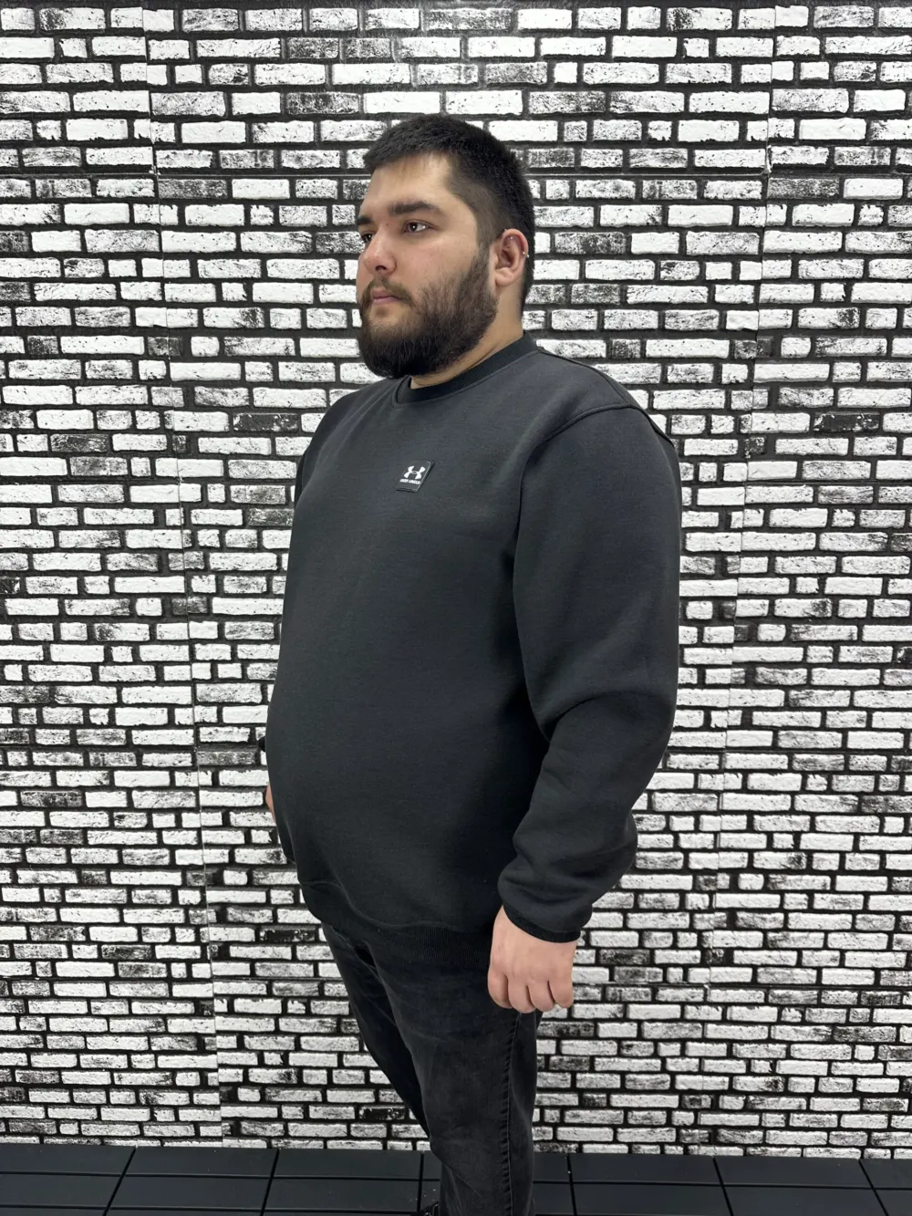 3 İplik Şardonlu Erkek Büyük Beden Yeni Sezon Sweat Dikiş Amblem 3 Renk