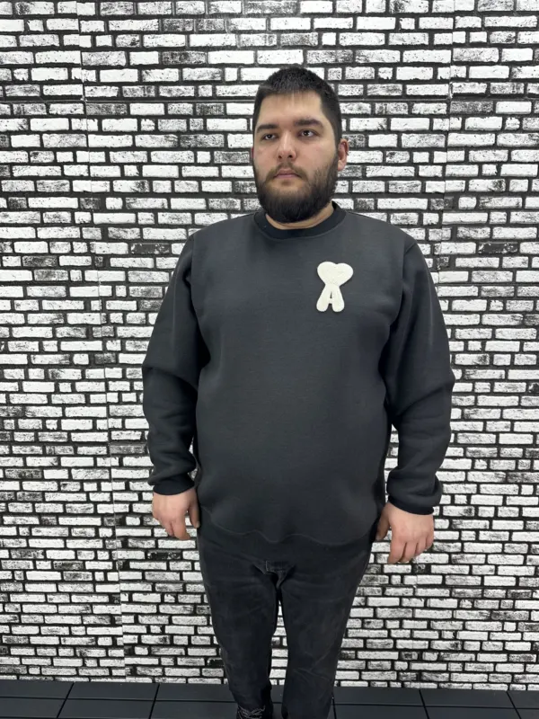 3 İplik Şardonlu Erkek Büyük Beden Yeni Sezon Sweat Dikiş Amblem 3 Renk