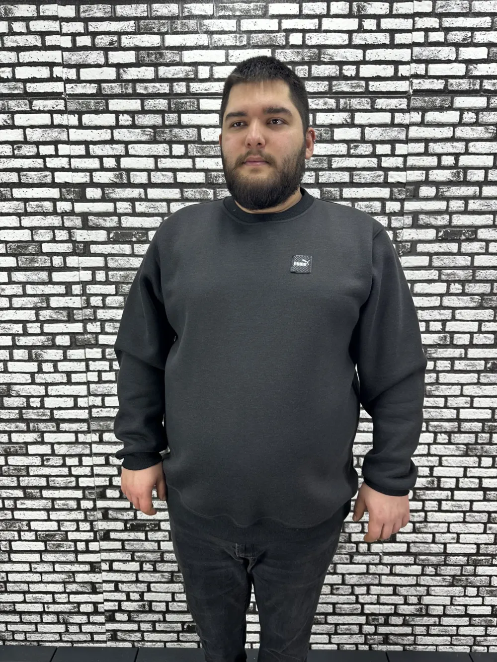 3 İplik Şardonlu Erkek Büyük Beden Yeni Sezon Sweat Dikiş Amblem 3 Renk
