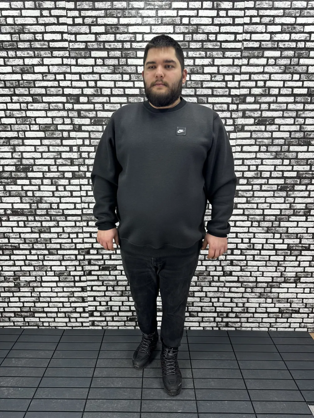 3 İplik Şardonlu Erkek Büyük Beden Yeni Sezon Sweat Dikiş Amblem 3 Renk