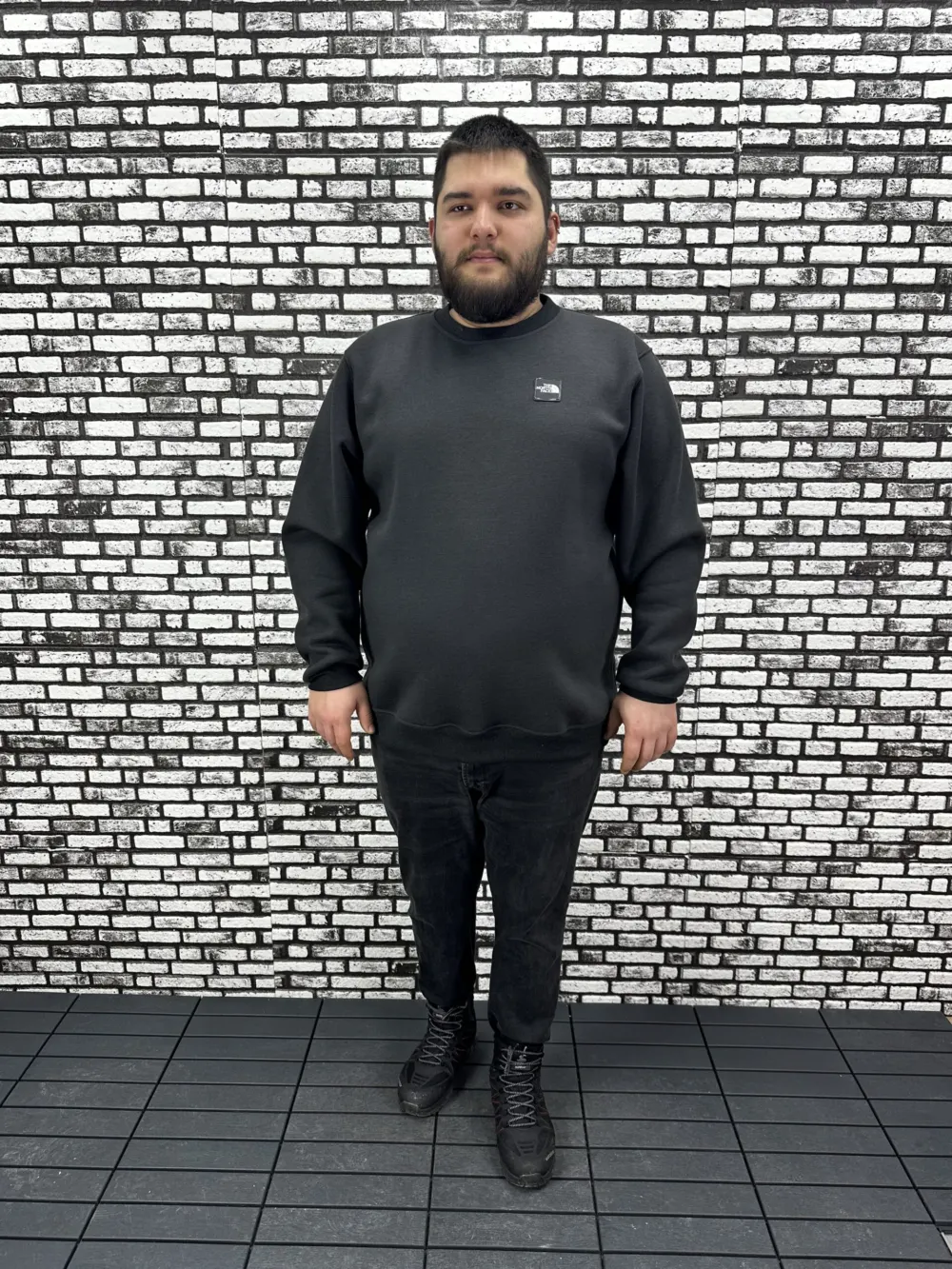 3 İplik Şardonlu Erkek Büyük Beden Yeni Sezon Sweat Dikiş Amblem 3 Renk