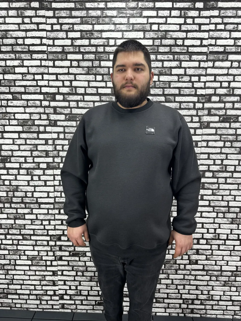 3 İplik Şardonlu Erkek Büyük Beden Yeni Sezon Sweat Dikiş Amblem 3 Renk