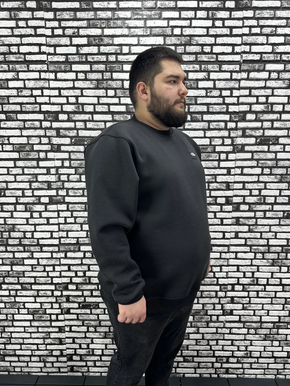 3 İplik Şardonlu Erkek Büyük Beden Yeni Sezon Sweat Dikiş Amblem 3 Renk
