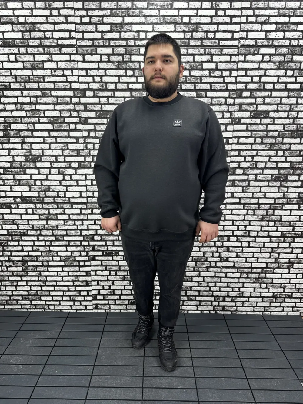 3 İplik Şardonlu Erkek Büyük Beden Yeni Sezon Sweat Dikiş Amblem 3 Renk