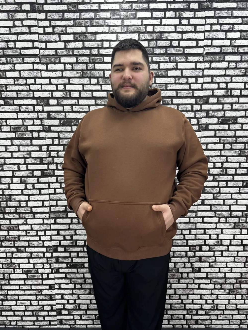 Büyük Beden Erkek 3 İplik Şardonlu Kapüşonlu Kanguru Cepli Modacho Sweat 5 Renk