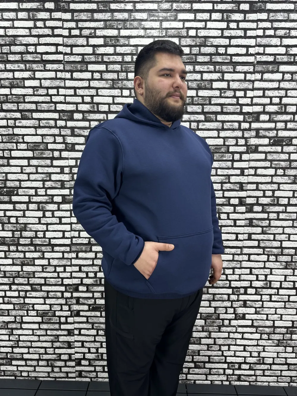 Büyük Beden Erkek 3 İplik Şardonlu Kapüşonlu Kanguru Cepli Modacho Sweat 5 Renk