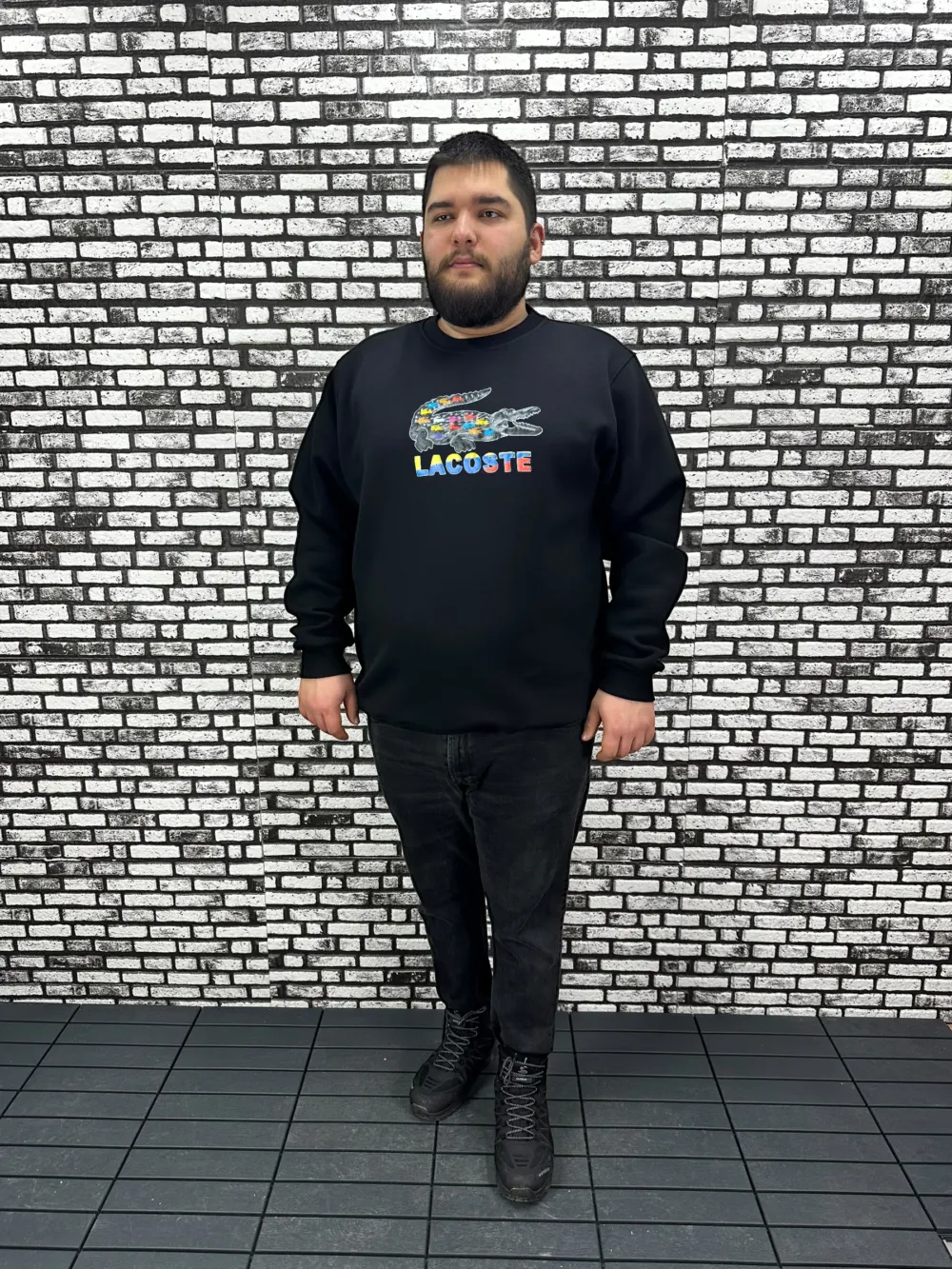 3 İplik Şardonlu Erkek Büyük Beden Yeni Sezon Sweat Kabartma Baskı 3 Renk