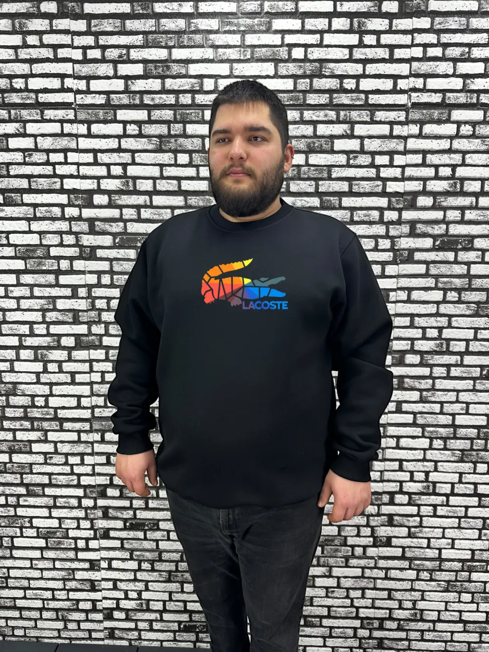 3 İplik Şardonlu Erkek Büyük Beden Yeni Sezon Sweat Kabartma Baskı 3 Renk