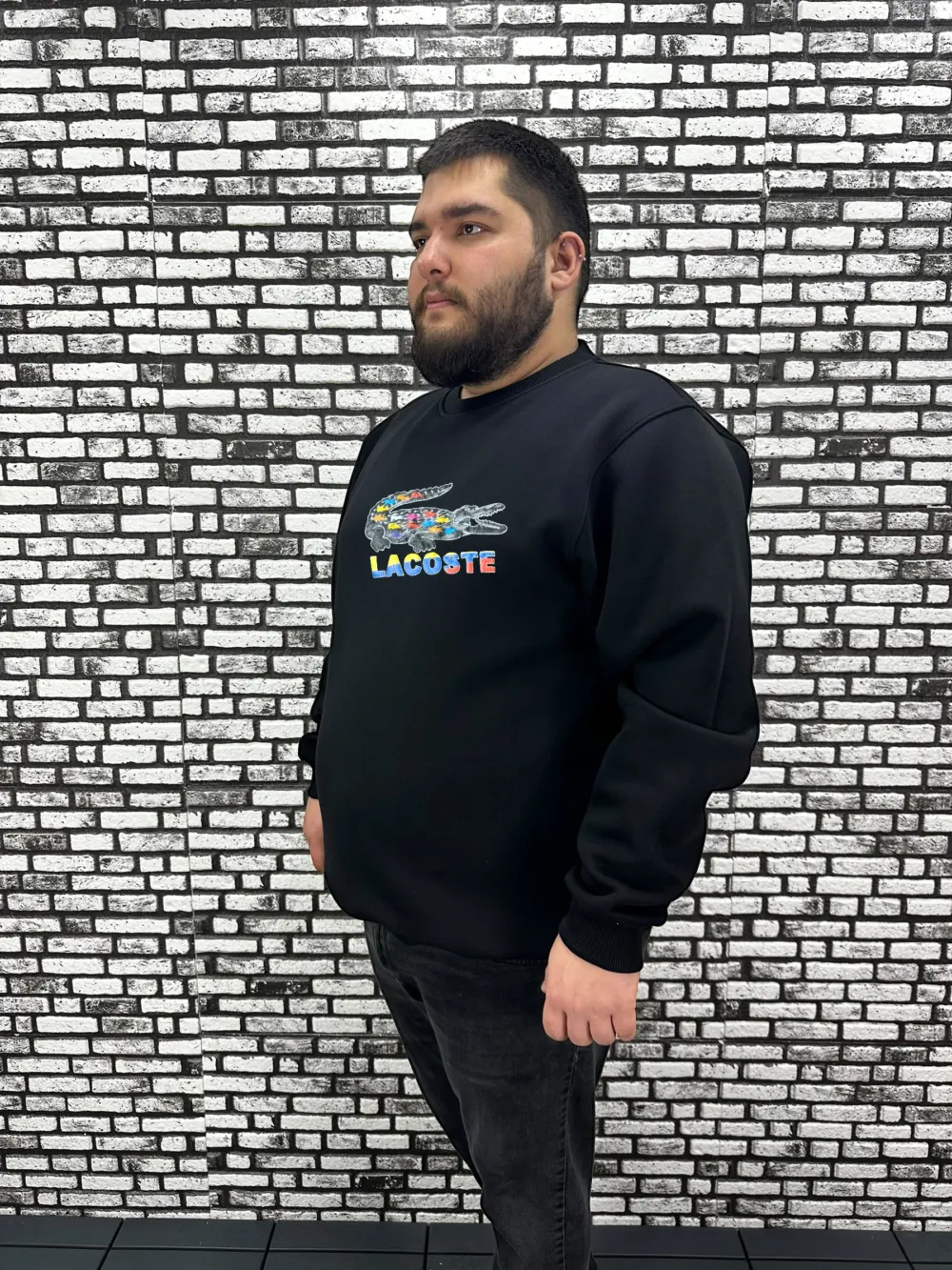 3 İplik Şardonlu Erkek Büyük Beden Yeni Sezon Sweat Kabartma Baskı 3 Renk