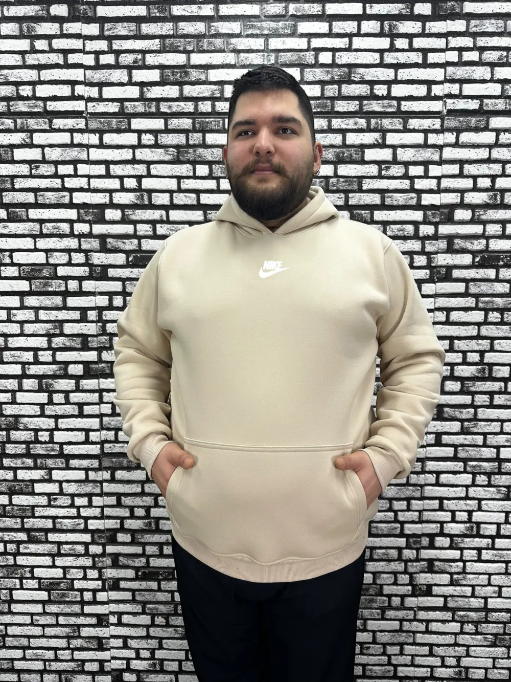 Büyük Beden Erkek 3 İplik Şardonlu Kapüşonlu Kanguru Cepli Baskı Sweat 5 Renk