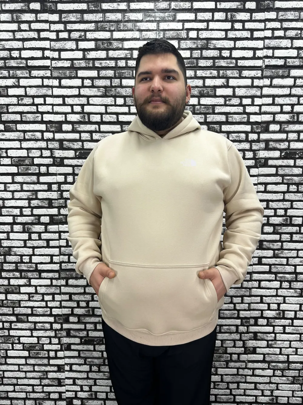 Büyük Beden Erkek 3 İplik Şardonlu Kapüşonlu Kanguru Cepli Baskı Sweat 5 Renk