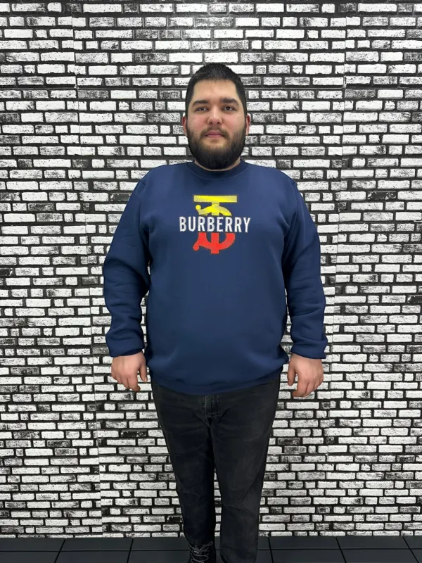 3 İplik Şardonlu Erkek Büyük Beden Yeni Sezon Sweat Kabartma Baskı 3 Renk