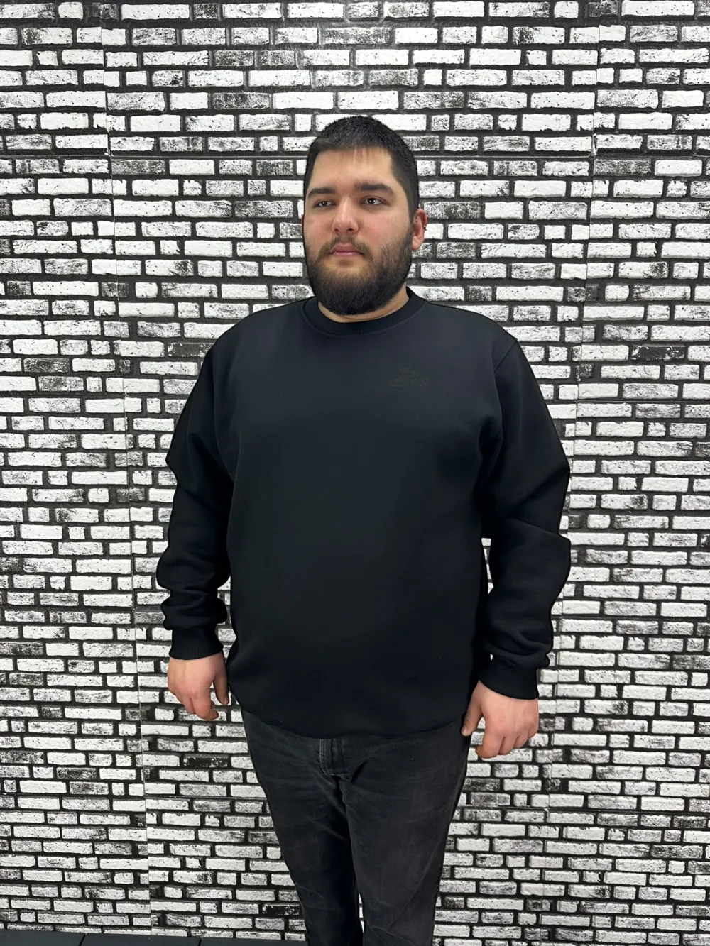 3 İplik Şardonlu Erkek Büyük Beden Yeni Sezon Sweat Kabartma Baskı 3 Renk