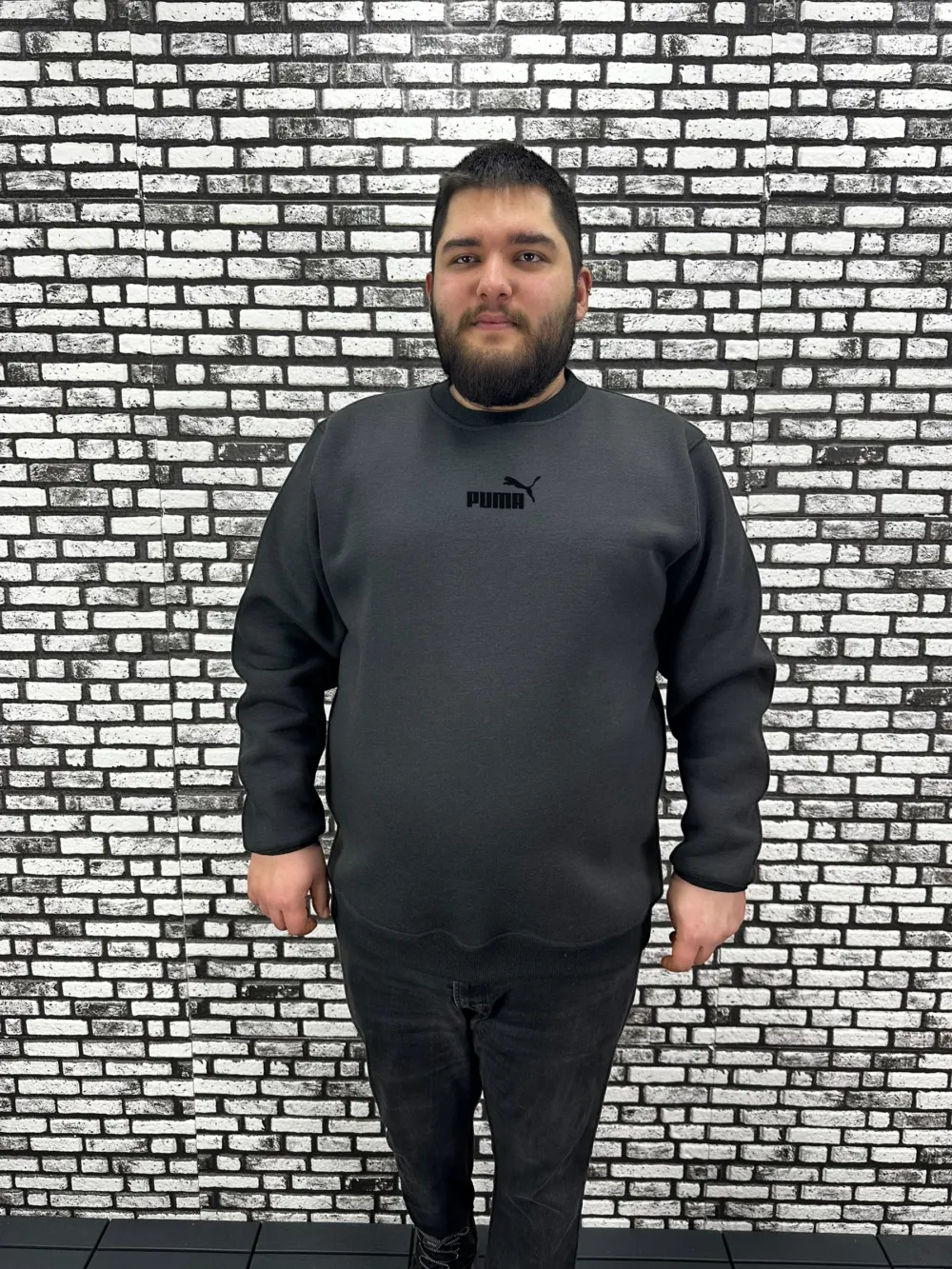 3 İplik Şardonlu Erkek Büyük Beden Yeni Sezon Sweat Kabartma Baskı 3 Renk