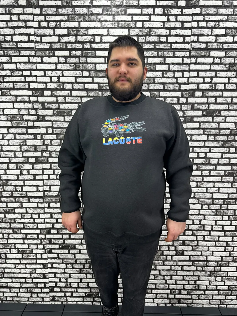 3 İplik Şardonlu Erkek Büyük Beden Yeni Sezon Sweat Kabartma Baskı 3 Renk