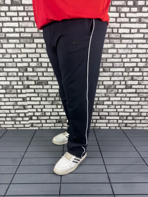Büyük Beden Erkek Yeni Model Yan Biye Şeritli Penye Eşofman Altı Düz/Lastikli Paça Arka Cepli Koyu Kauçuk Dikiş