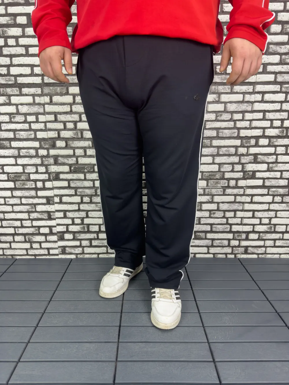 Büyük Beden Erkek Yeni Model Yan Biye Şeritli Penye Eşofman Altı Düz/Lastikli Paça Arka Cepli Koyu Kauçuk Dikiş