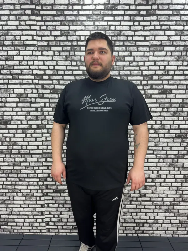 Büyük Beden Erkek Yeni Sezon Kabartma Baskı Tişört 2 Renk