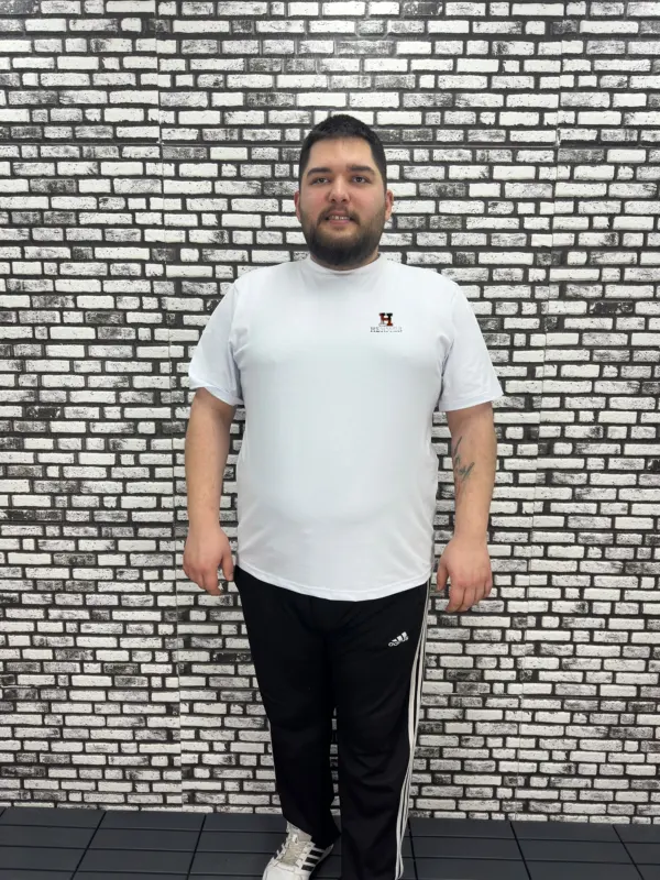 Büyük Beden Erkek Yeni Sezon Silikon Kabartma Baskı Tişört 2 Renk