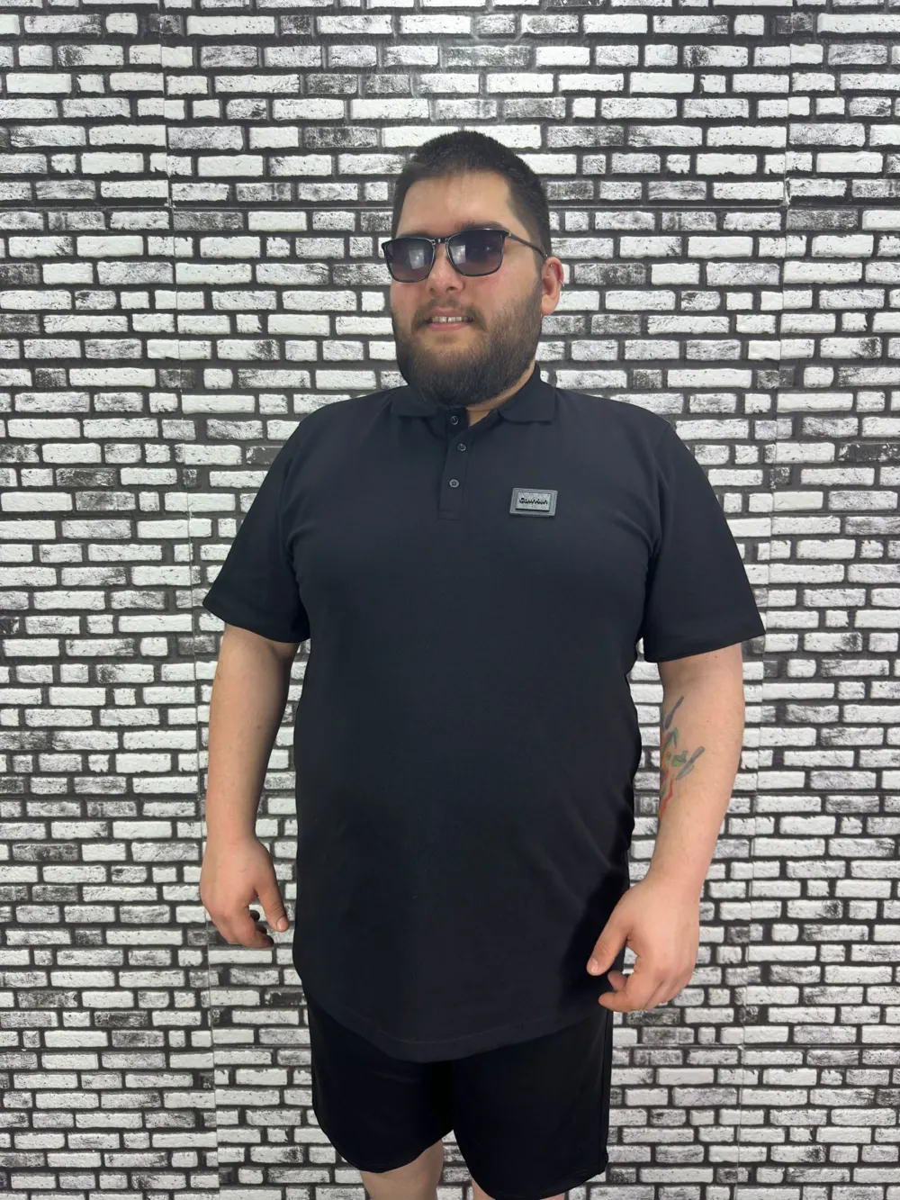 Büyük Beden Erkek Yeni Sezon Yeni Model Yakalı Tişört Siyah Beyaz Renk Kauçuk Dikiş
