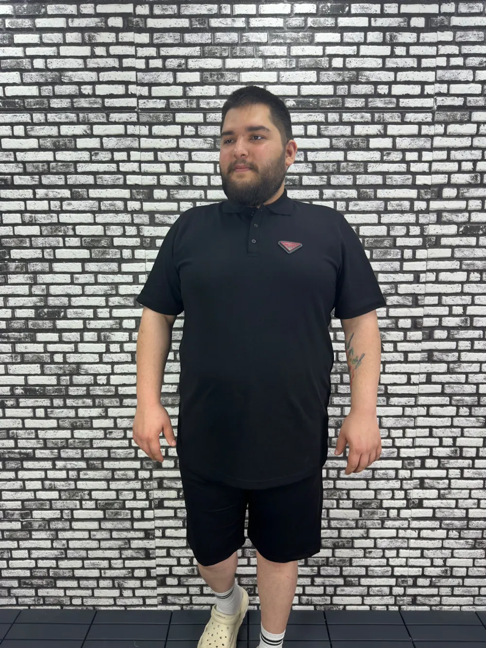 Büyük Beden Erkek Yeni Sezon Yeni Model Yakalı Tişört Siyah Beyaz Renk Kauçuk Dikiş