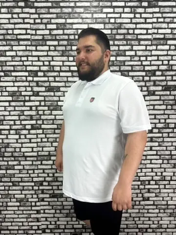 Büyük Beden Erkek Yeni Sezon Yeni Model Yakalı Tişört Siyah Beyaz Renk Kauçuk Dikiş