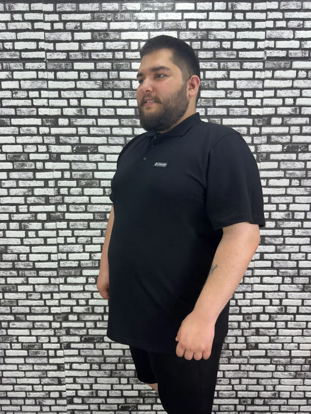 Büyük Beden Erkek Yeni Sezon Yeni Model Yakalı Tişört Siyah Beyaz Renk Kauçuk Dikiş