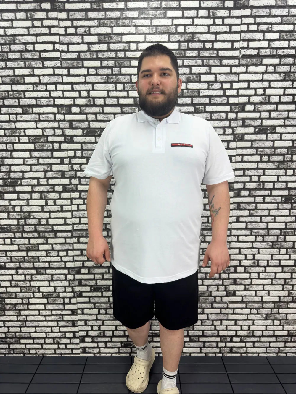 Büyük Beden Erkek Yeni Sezon Yeni Model Yakalı Tişört Siyah Beyaz Renk Kauçuk Dikiş