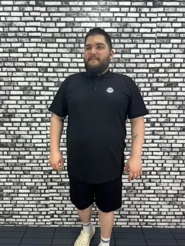 Büyük Beden Erkek Yeni Sezon Yeni Model Yakalı Tişört Siyah Beyaz Renk Kauçuk Dikiş