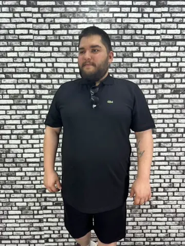Büyük Beden Erkek Yeni Sezon Yeni Model Yakalı Tişört Siyah Beyaz Renk Kauçuk Dikiş