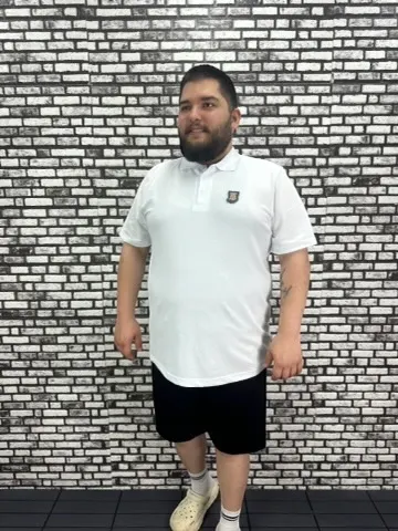 Büyük Beden Erkek Yeni Sezon Yeni Model Yakalı Tişört Siyah Beyaz Renk Kauçuk Dikiş