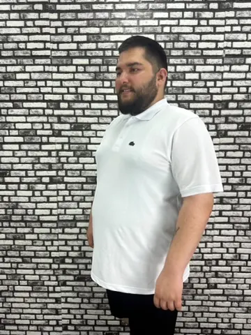 Büyük Beden Erkek Yeni Sezon Yeni Model Yakalı Tişört Siyah Beyaz Renk Koyu Amblem Kauçuk Dikiş