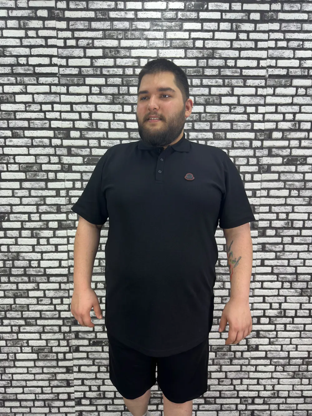 Büyük Beden Erkek Yeni Sezon Yeni Model Yakalı Tişört Siyah Beyaz Renk Kauçuk Dikiş